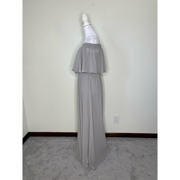 Show Me Your Mumu Women's Gray Hacienda Off Shoulder Maxi Dress size Small - Picture 6 of 10